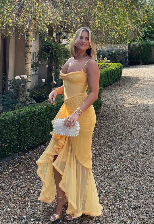 HOUSE OF CB (yellow) Gabbi ruffled maxi