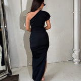 CHRISTOPHER ESBER (black) one shoulder mini with tail
