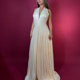 CUSTOM MADE (butter) halter gown