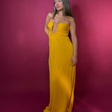 CHRISTOPHER ESBER (Saffron yellow) palm strapless gown