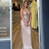 ALBINA DYLA (nude sequin) Muse Couture Gown