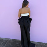 RACHEL GILBERT (black/white) Column bow gown