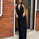 BEC AND BRIDGE (black) Tillie drape halter maxi