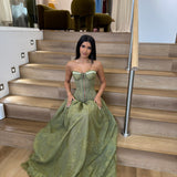 LIA STUBLLA (forest green) Trinity Lace Bustier Gown