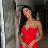 EFFIE KATS (red) Addison strapless bow gown