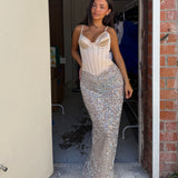 SYDNEY LANE (champagne/silver) Cheyne sequin top/skirt set