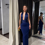 NOOKIE (navy blue) Chiara halter maxi