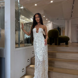 CHRISTOPHER ESBER (silver) Palm Sequin Maxi