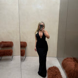 MISHA (black) Delta Suiting halter maxi