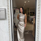 TOJHA (metallic champagne) Tacoma strapless gown