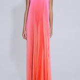 LIDEE (pink/orange sunset) Black tie pleated strapless ombre gown