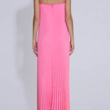 LIDEE (pink/orange sunset) Black tie pleated strapless ombre gown