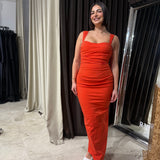 SIR THE LABEL (red/orange) Azul ruched midi