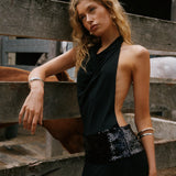 ANCE GRIA (black) halter neck backless gown