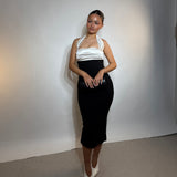 NOOKIE (black/white) Renaissance halter midi