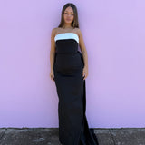 RACHEL GILBERT (black/white) Column bow gown