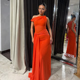 MISHA (orange) Sisal one shoulder mesh maxi