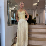 SAHARA (butter yellow) spaghetti strap gown