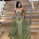 LIA STUBLLA (forest green) Trinity Lace Bustier Gown