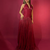 CUSTOM MADE (red) halter gown