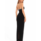 ALBINA DYLA (black) Serpent Assymetric Couture Gown