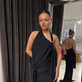 MISHA (black) Rivera one shoulder maxi