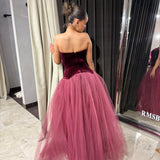 CUSTOM MADE (wine/burgundy) velvet corset with tule maxi