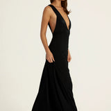 ANCE GRIA (black) Rosa deep plunge gown