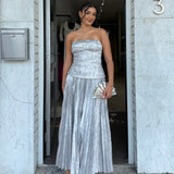 ACLER (silver) Rockland strapless midi