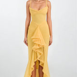 HOUSE OF CB (yellow) Gabbi ruffled maxi