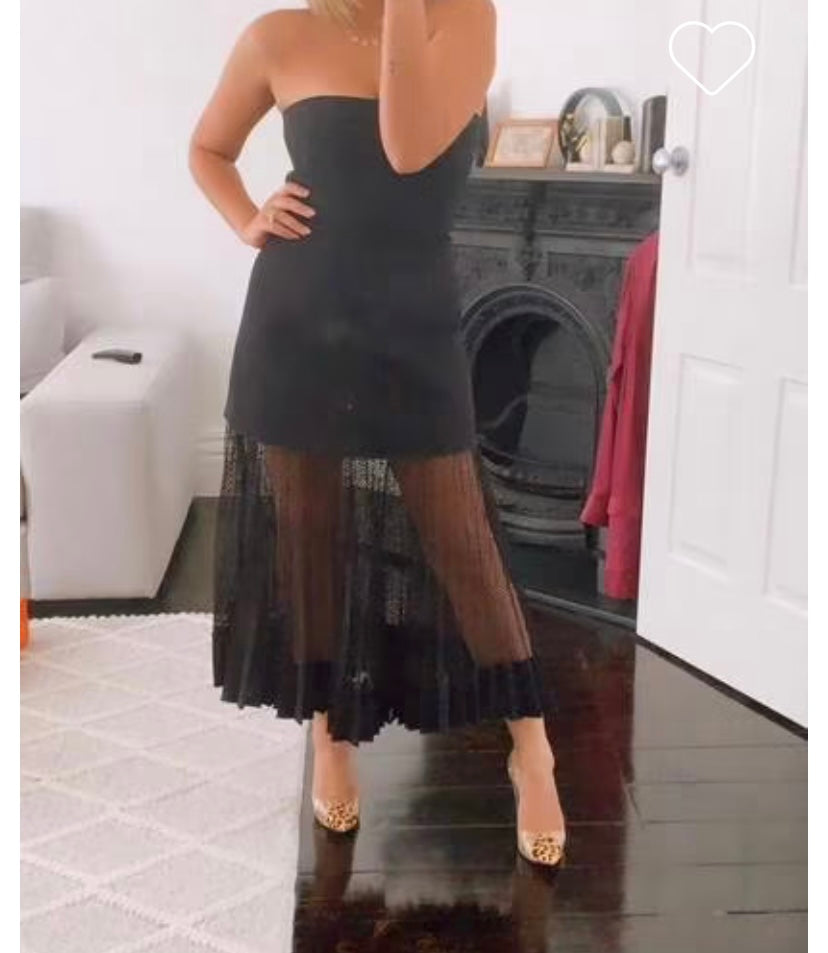 dion lee net pleat strapless dress Dion Lee Net Pleat Strapless Dress Black Size AU 10