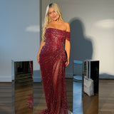 VILDANE KAMEROLLI (red) Angelina Draped Beaded Gown