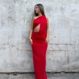 MISHA (red) Solstice one shoulder maxi