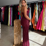 FAIT PAR FOUTCH (ruby red) Elizabeth sequin strapless maxi