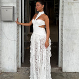 12th TRIBE (white) Princes lace drop waist maxi