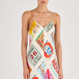 OROTON (ticket print) silk slip midi