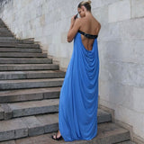 RAT AND BOA (blue) Antonie backless draped maxi