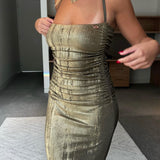 Diesel (gold) Metallic halter neck dress
