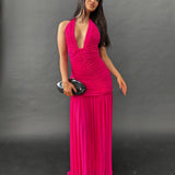 CHRISTOPHER ESBER (pink) Orion slinky halter gown