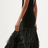 AJE (black) Rushes Raffia Knit feather midi