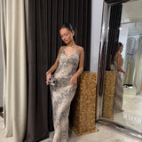 SUBOO (snake) Aquarius sequin slip maxi