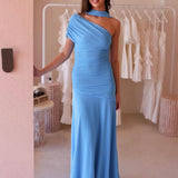 BY NICOLA (blue) Fiesta off shoulder maxi