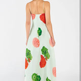 OROTON (green/red) Posie silk slip midi
