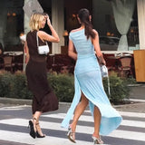 BEC AND BRIDGE (blue) Kailani asym mesh maxi