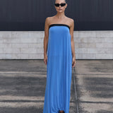RAT AND BOA (blue) Antonie backless draped maxi
