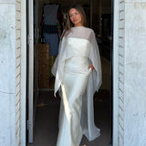 HUONG (ivory/white) Charlotte cape maxi
