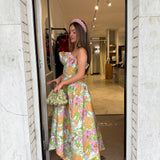 ELLIATT (green floral) Laurel strapless maxi