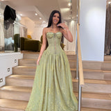 LIA STUBLLA (forest green) Trinity Lace Bustier Gown
