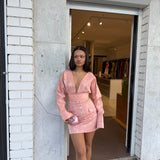 MANNING CARTELL (pink/salmon) Mini Mode wrap top and skirt set