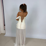 SANEA SEASON (beige/white) Silk corset skirt set